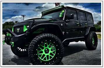 Jeep with Tinted Windows and Customization